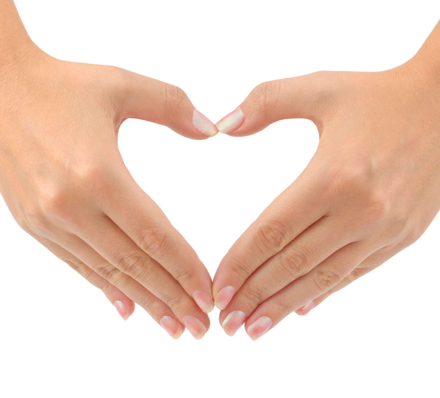 Heart made of hands isolated on white background